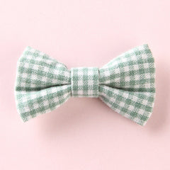 Girls Plaid Pattern Bow Tie Hair Fabric 2 pc. Clips Handmade Accessory