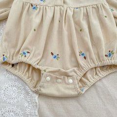 Autumn Hot Selling Baby Kids Girls Flowers Embroidered Pattern Long-sleeved Onesies and Dress – Princess Sister Matching Set