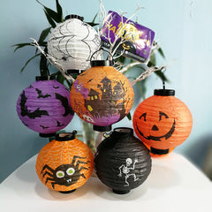 Halloween 4 pieces Set Handheld Halloween Pumpkin Paper Lantern Hanging Light-Up Pendant