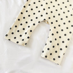 Baby Dot And Bear Pattern Long Sleeve Soft Cotton Jumpsuit