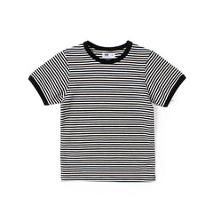 Baby Striped Pattern Crewneck Short Sleeve Cotton T-Shirt