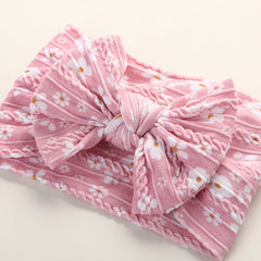 Baby Floral Print Soft Big Bow Headband