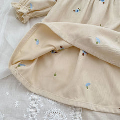 Autumn Hot Selling Baby Kids Girls Flowers Embroidered Pattern Long-sleeved Onesies and Dress – Princess Sister Matching Set