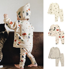 Baby 1pcs Print Pattern Tops Combo Trousers Underwear Cotton Sets