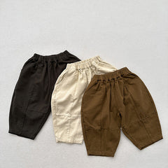 Spring Children Korean Style Casual Trousers For Boys And Girls, Mountain Style Cross-Cut Seam Radish Pants
