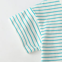 Baby Smiley Patched Pattern Striped Graphic Tee Combo Shorts Sets