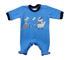 Belül bolyhos, hosszú ujjú baba rugdalózó – Állatos mintával