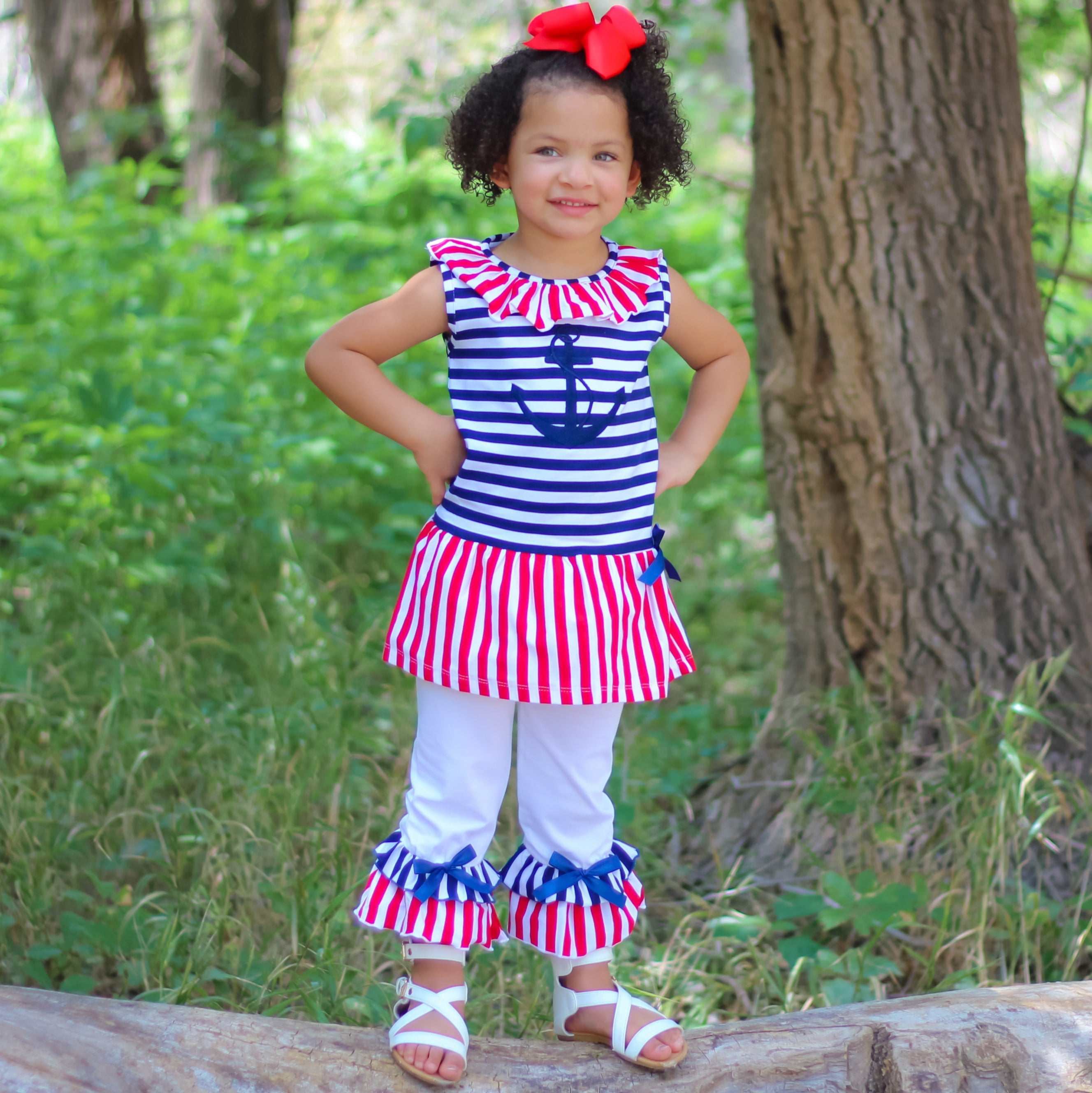 AnnLoren Girls Boutique Patriotic Sailor Outfit Tunic and Capri Leggings-6