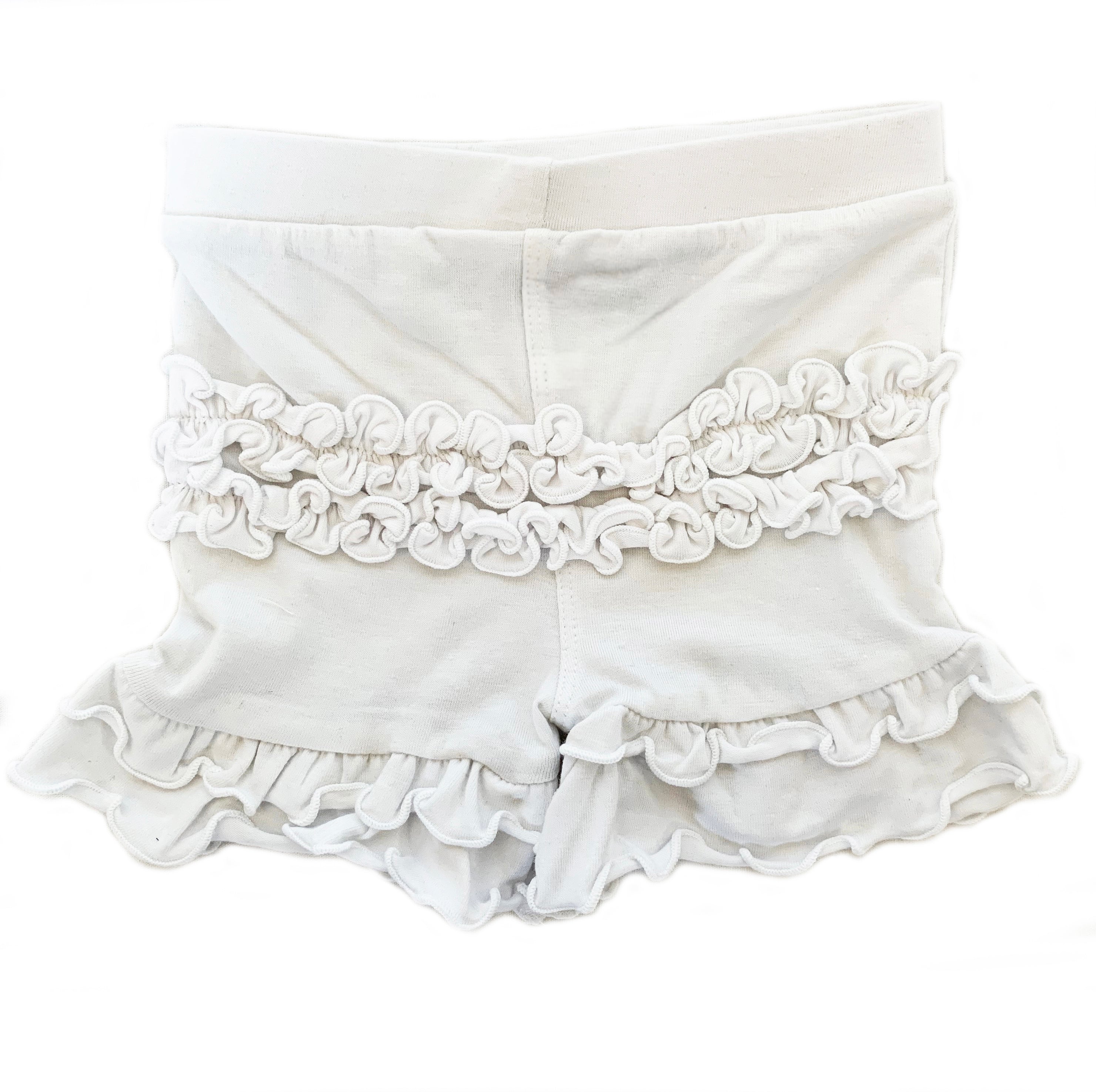 AnnLoren Baby Girls White Ruffle Butt Shorts 6/12 mo-2/3T-0