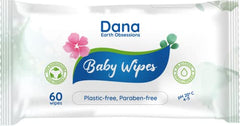 Dana Baby Wet Wipes with Purified Water for Cleaning Sensitive Newborn Skin and Body | Biodegradable No Plastic No Alcohol and No Paraben Babywipes and Waterwipes