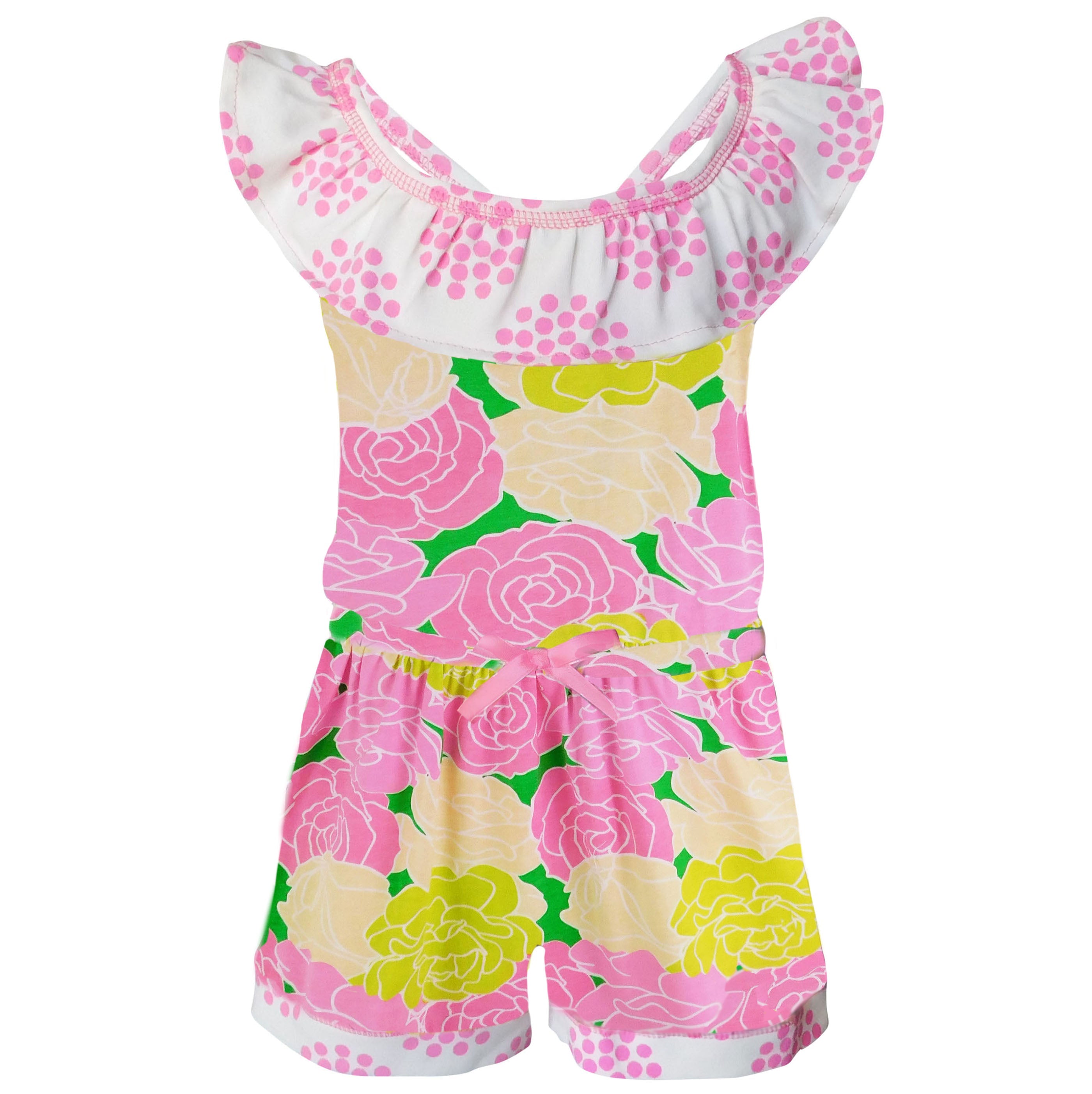 AnnLoren Girls Pink Bloom Floral Shorts Jumpsuit Summer One Piece Outfit-6