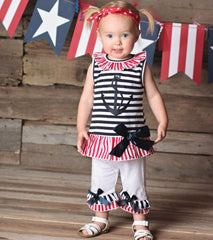 AnnLoren Girls Boutique Patriotic Sailor Outfit Tunic and Capri Leggings-3