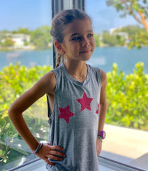Stars Glow Pink Grey Tank