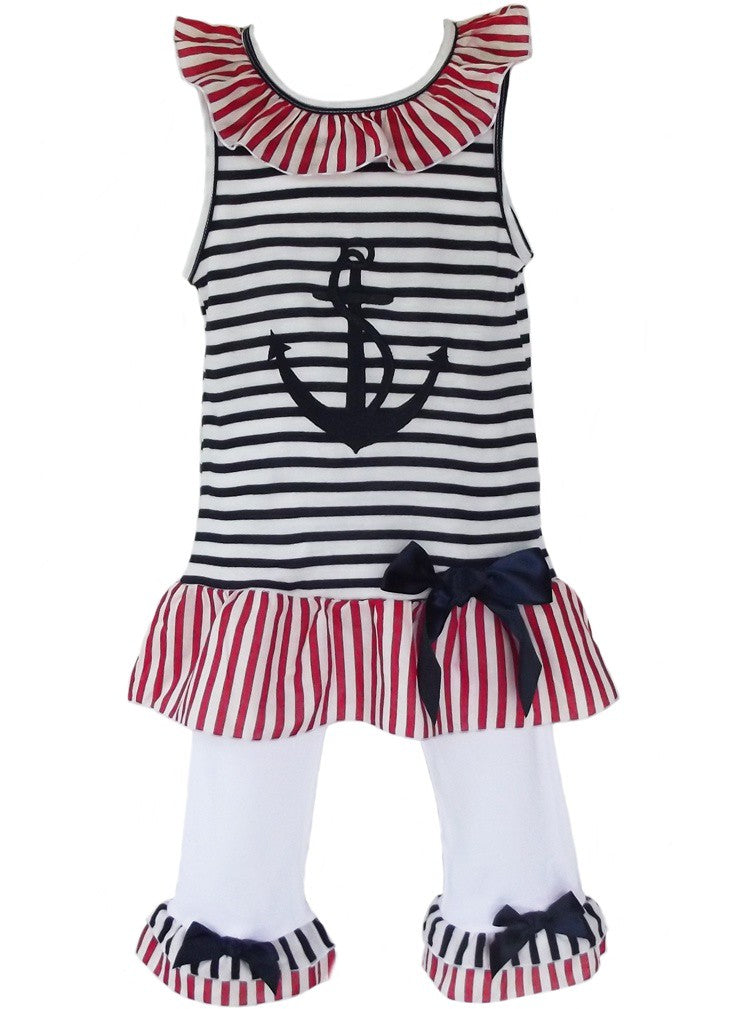 AnnLoren Girls Boutique Patriotic Sailor Outfit Tunic and Capri Leggings-5