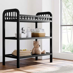 Baby Changing Table in Black Wood Finish with Safety Rail and Changing Pad-2