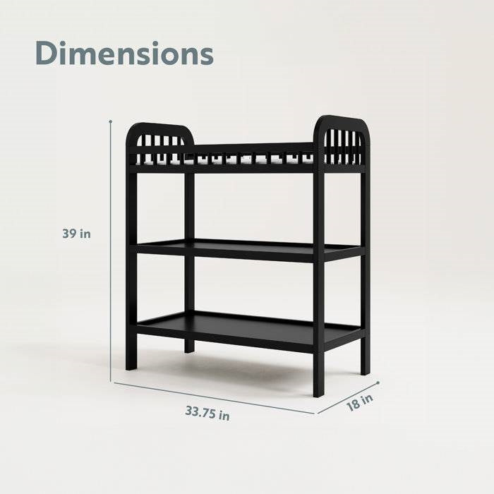 Baby Changing Table in Black Wood Finish with Safety Rail and Changing Pad-4