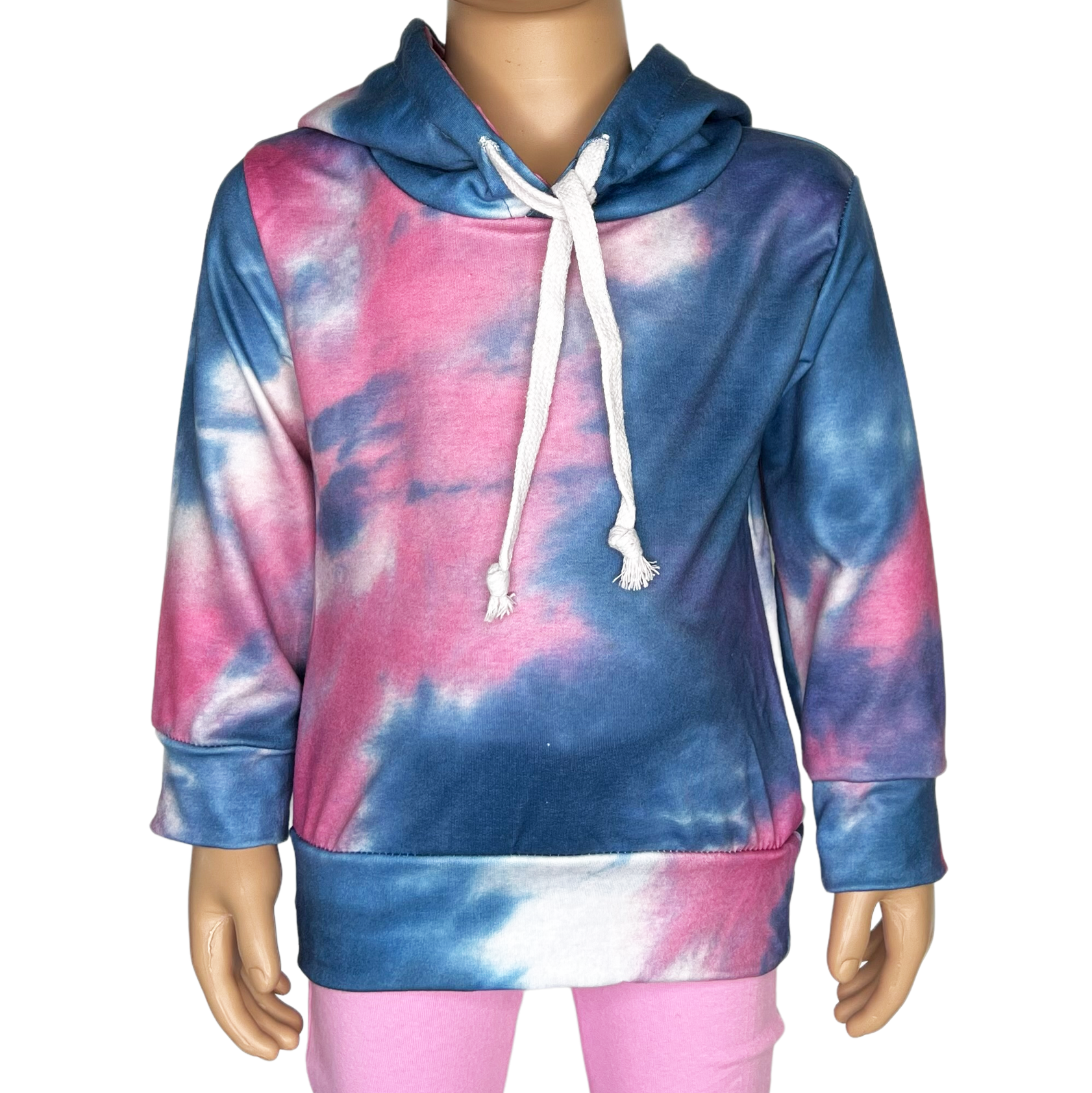 Girls Blue & Pink Pull over Tie Dye Hoodie Sweatshirt Jacket-0
