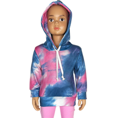 Girls Blue & Pink Pull over Tie Dye Hoodie Sweatshirt Jacket-3