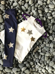 Stars Silver and Gold White Tank
