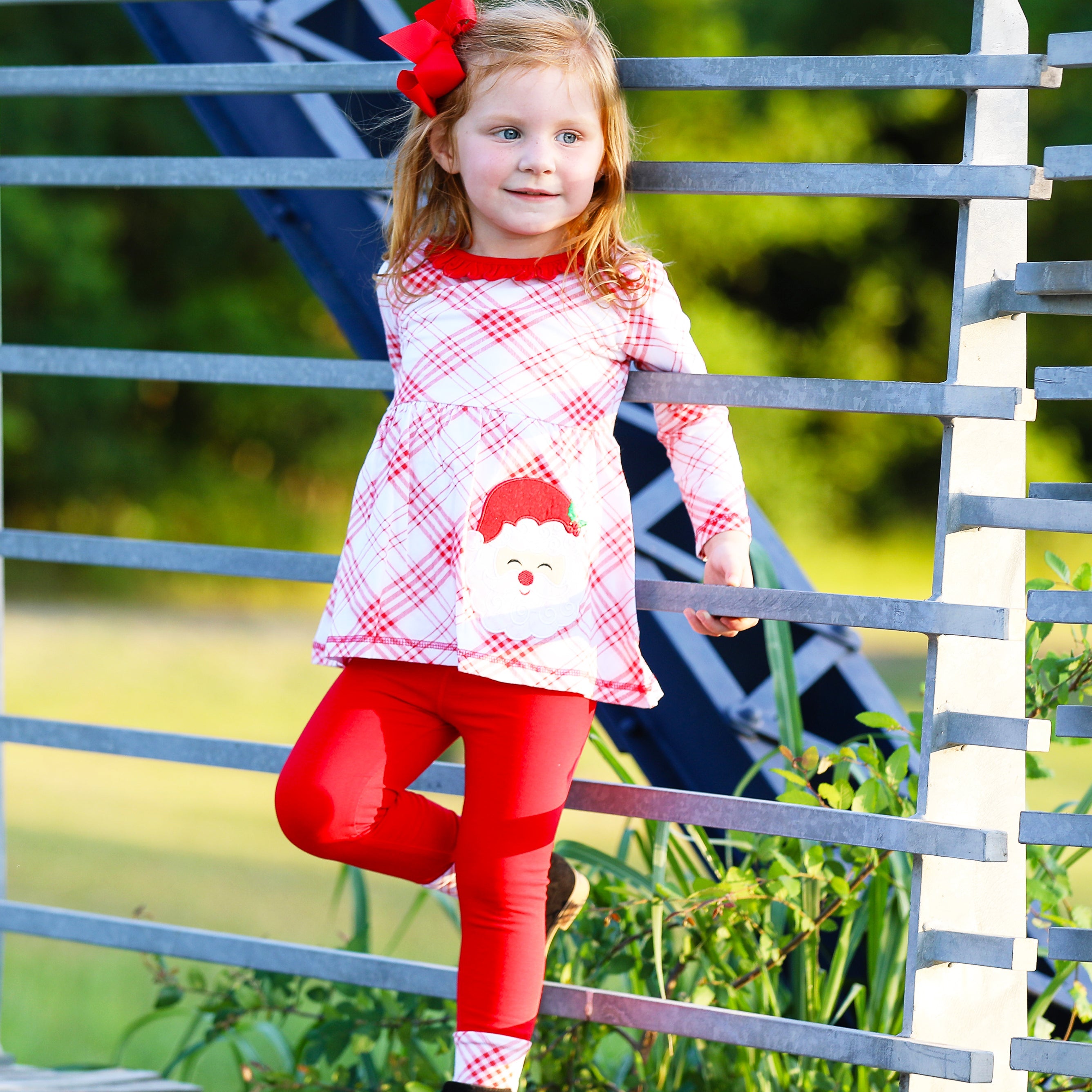 AnnLoren Girls Boutique Santa Holiday Christmas Holiday Clothing Set Outfit-3