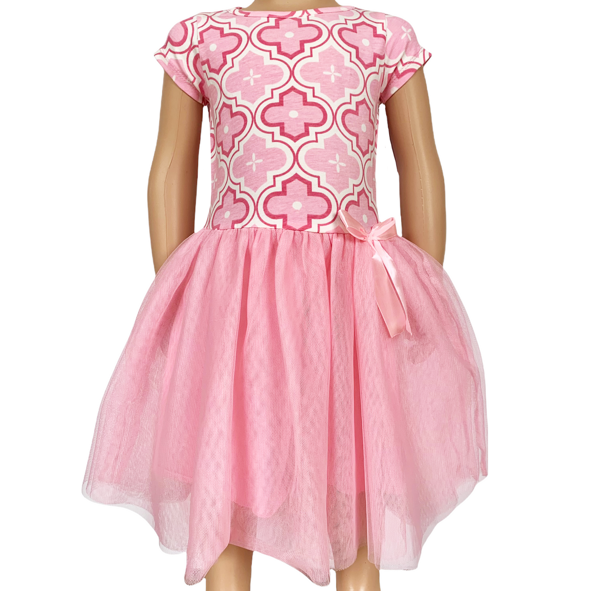 AnnLoren Girls Dress Pink Tulle & Pink Arabesque Party Dress-0