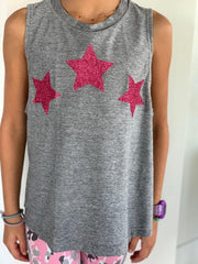 Stars Glow Pink Grey Tank