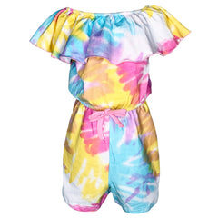 AnnLoren Girls Pastel Tie Dye Shorts Jumpsuit One Piece Outfit-0