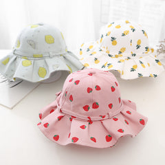 Baby Girl Floral Print Adjustable Design Sunshade Bucket Hats