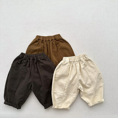Spring Children Korean Style Casual Trousers For Boys And Girls, Mountain Style Cross-Cut Seam Radish Pants
