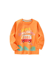 Toddler Boy Cartoon Pattern Crewneck Casual Shirts