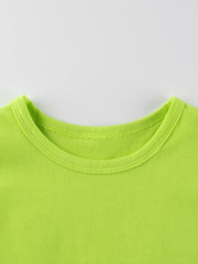 Hot Selling Baby Kids Unisex Solid Color Green T-Shirt In European And American Style