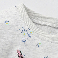 Baby Girl Unicorn & Floral Pattern Mesh Patchwork Design Hoodie