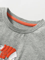Kids Polar Animals Cartoon Print T-Shirt In European And American Style For Summer