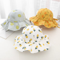 Baby Girl Floral Print Adjustable Design Sunshade Bucket Hats
