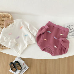 Baby Girl 3D Candy Patch Pattern Long Sleeves O-Neck Sweet Hoodies