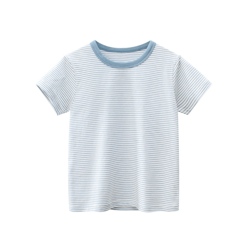 Baby Striped Pattern Casual Round Neck T Shirt Outfits