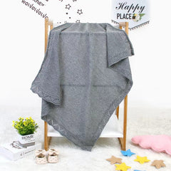 Children Solid Color Hollow Carved Graphic Design Simply Style Wool Quilt Blanket