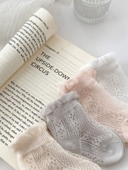 Pairs Summer Super Thin Breathable Socks For Girls: Baby Girls Floral Pattern Socks