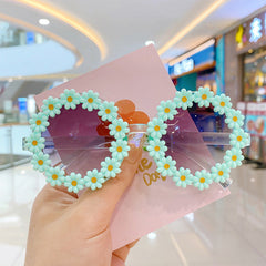 Girls Lovely Sunflower Round Frame Sunglasses