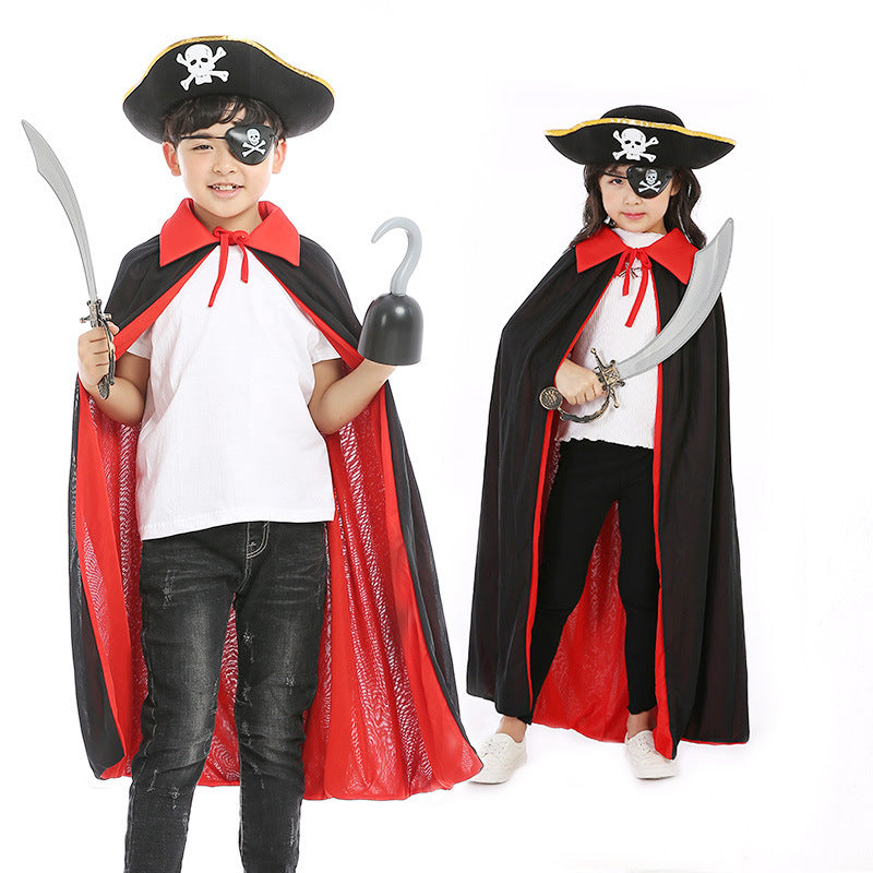 Halloween Pirate Cape Hats Sets, Cape, Hat, Eye Patch.