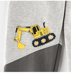 Children Boys Excavator Descending Cartoon Sports Trousers With Pockets