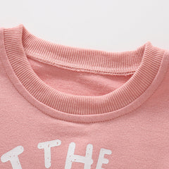 Spring and Autumn Girls Letters Pattern Long Sleeves Pullover and Cartoon Pants Clothing Set