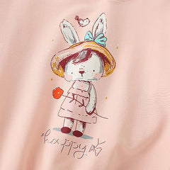Baby Girl Cartoon Print Pattern Loose Pullover Round Neck Hoodies