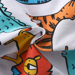 Summer Baby Kids Cartoon Lions and Elephants Pattern T-shirt and Shorts Clothing Set for Boys