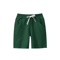 Boys Solid Color Green Soft Casual Style Shorts