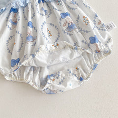 Summer Hot Selling Baby Girls Sleeveless Crew Neck Rabbits Pattern Onesie