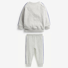 Baby Boy Cartoon Truck Pattern Side Striped Design Hoodie & Trousers Warm Sets