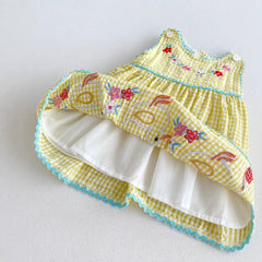 Summer Hot Selling Baby Kids Girls Princess Sleeveless Plaid Dress