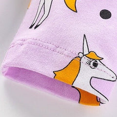 Baby Girl Unicorn Pattern Long Sleeves Style Dress In Autumn Wearing Outfits