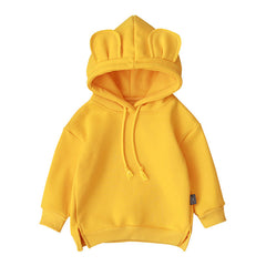 Baby Solid Color Animal Ear Patch Design Autumn Hoodie